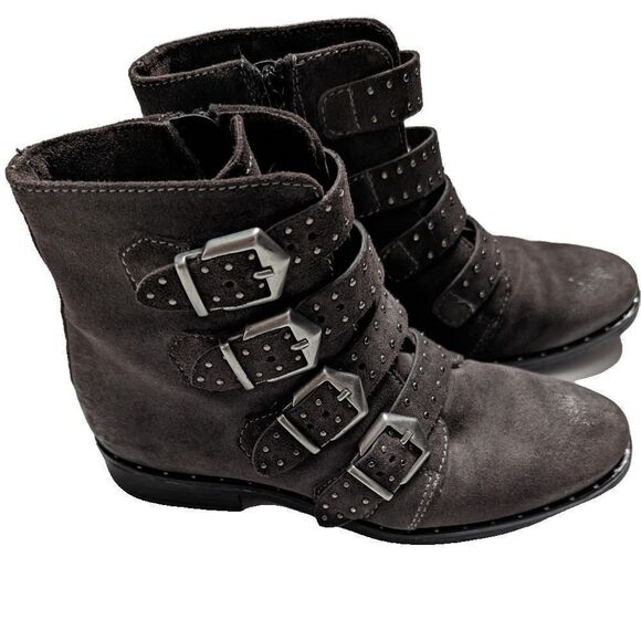 Miz Mooz Edgy Shoe Ankle Boots Buckle Brown Size 38 - Picture 1 of 7